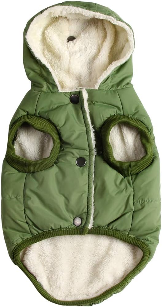 Vecomfy Extra Warm Dog Hoodie in Winter for Large Dogs Jacket Pet Coats with Hooded Green XXL