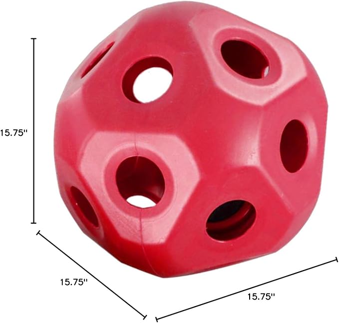 15.7" Horse Treat Ball,Hay Feeder Toy, Funny Horse Toys Snack Ball,Carrot Feeding Toy Ball Carrot Feeder Toy Feed Ball Hanging for Paddock Stall Stable Horses Feeding Supplies (Red)