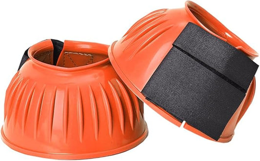 HILASON Western Horse Rubber PVC Ribbed Double Hook and Loop Bell Boots Training Protective Shock Absorbing Leg