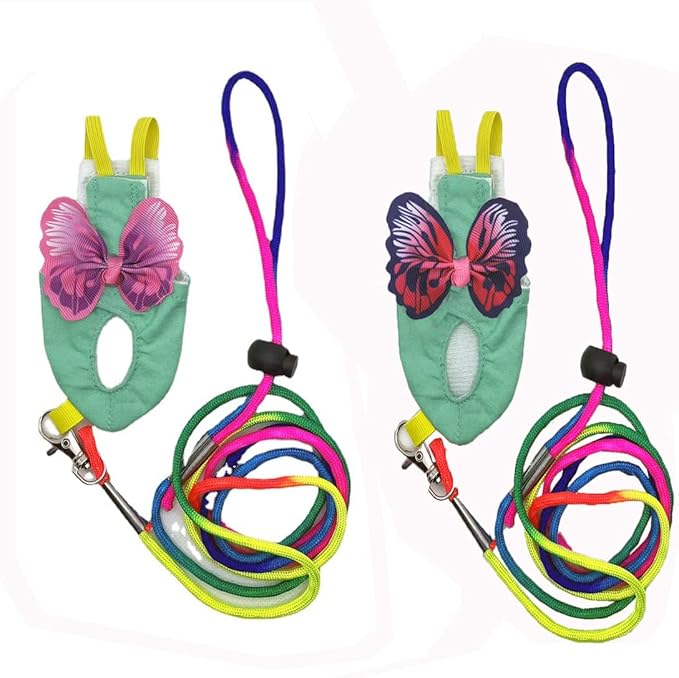 2 Pcs Bird Diaper Harness Flight Suit with Waterproof Liner Pet Bird Nappy Clothes with Flying Leash Rope Protective Parrot Diaper Suit (2 Pcs Multi, Small)