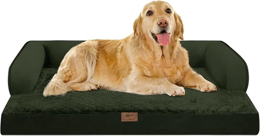 Large Dog Bed Orthopedic Washable - Beds Bolster Pet - XL Large Big Dogs - Memory Foam - Couch Sofa Bed- Waterproof with Removable Cover - Outpost Olive Dog Bed