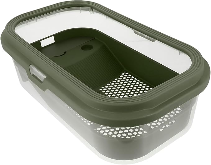 POPETPOP Small Turtle Tank with Basking Platform : Plastic Turtle Habitat Reptile Tank Aquarium Cage Breeding Box Tortoise, 46x27x14cm