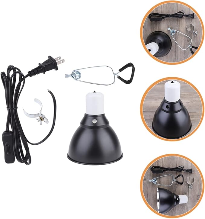 Abaodam 110v Reptile Heat Lamp Fixture Clamp Use Dome Cover for Turtles Lizards and Bearded Dragons Multi-Angle Design for Optimal Heating