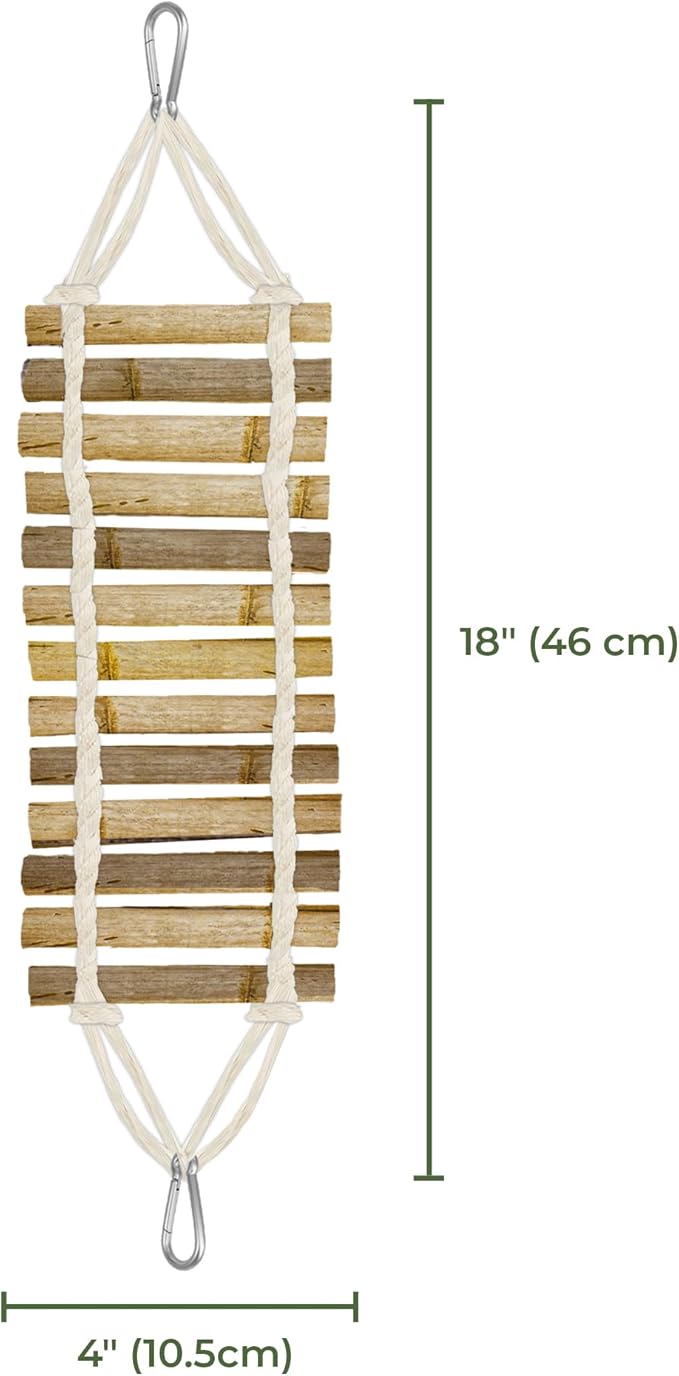 SunGrow Bamboo Gecko Reptile Climbing Bridge and Lizard Lounge, 18” Swinging Hideout Bridge, Helps Leopard Geckos with Thermoregulation, Increases Habitat Space, Can Be Submerged in Water