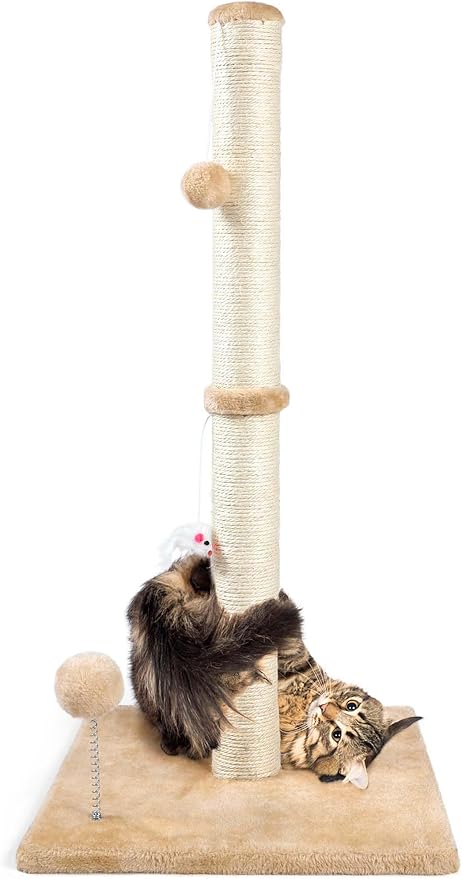 ANWA 32" Tall Sisal Cat Scratching Posts Tree for Indoor Cats Adults, Beige by ANWA