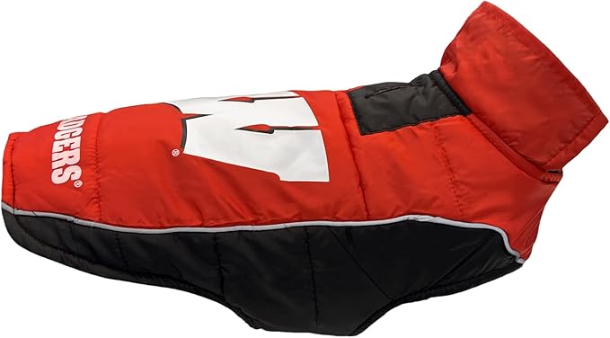 Pets First Collegiate Wisconsin Badgers Puffer Vest for Dogs & Cats. Size Medium. Warm, Cozy, and Waterproof Dog Coat, for Small and Large Dogs/Cats.
