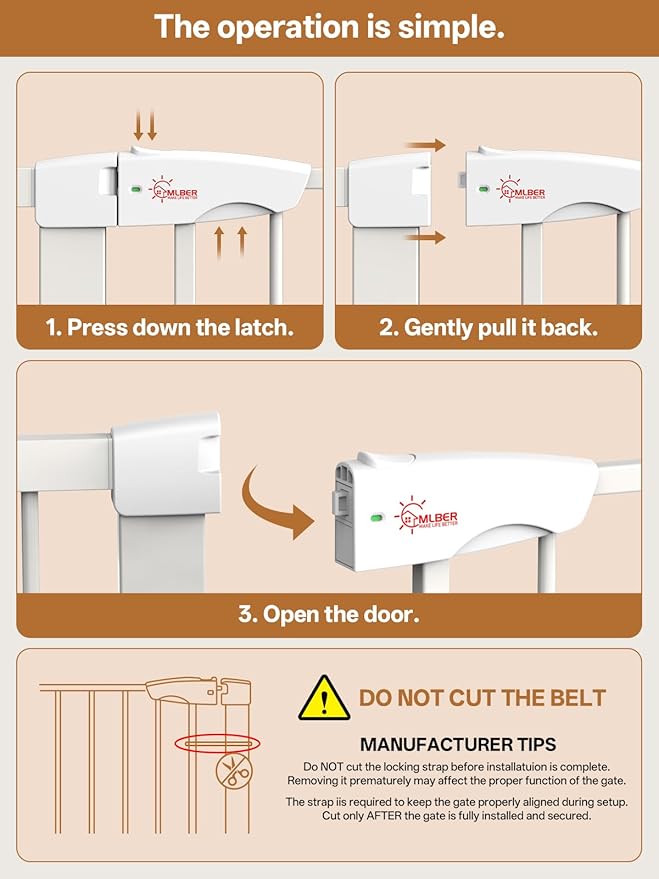 Baby Gate for Indoor Stairs & Doorways: Wide Expandable 27.9-46.8" Metal Safety Gate - Toddler Pets 30" Tall Dog Gate with Easy Install Pressure Mount Dual Lock & 2-Way Swing, White.
