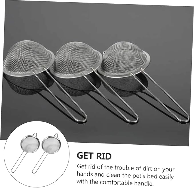 GALPADA 2pcs Reptiles Sand Shovel Mesh Design for Lizard Dung Cleaning and Comfortable Excrement Sieve for Filtering Silver