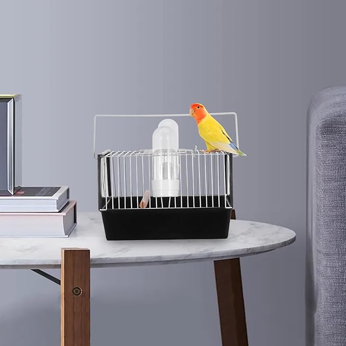HEMOTON Portable Bird Carrying Cage with Handle Small Plastic Parrot Transport Cage for Outdoor Travel for Parakeets and Cockatiels