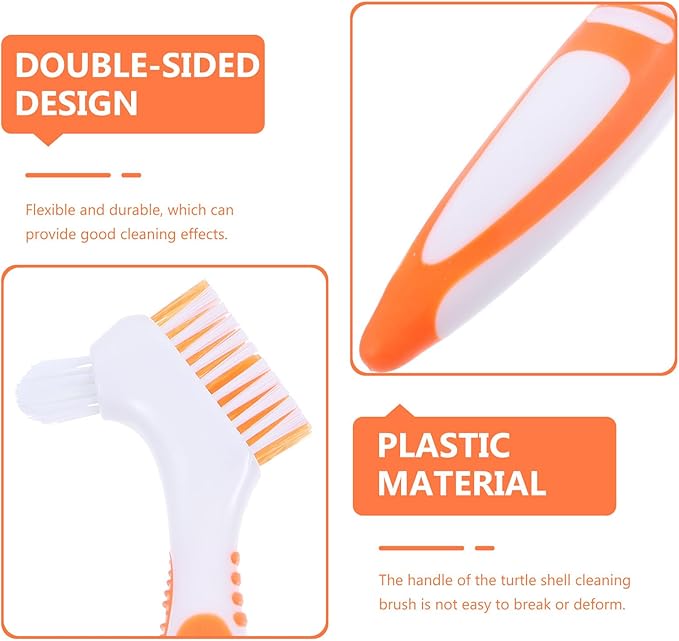SUPVOX Turtle Shell Brush Double-Sided Dirt Remover for Aquatic and Land Turtles, Orange Mini Brush for Shell Mud and Removal, Household Reptile Health Care Tool