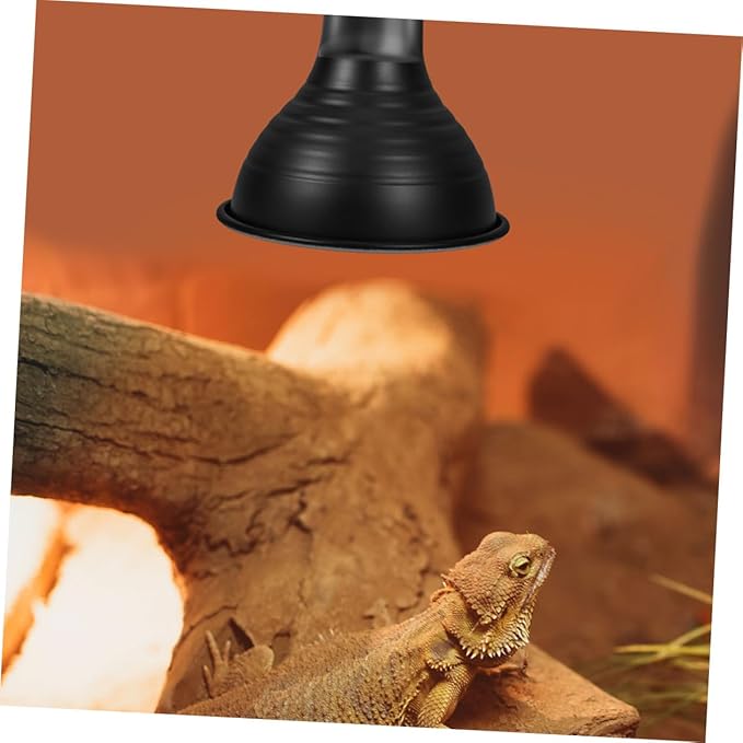 Cabilock 2pcs Reptile Heat Lamp Dome with Black Reflector Shade for Temperature Control Tortoise and Bearded Dragon Habitats