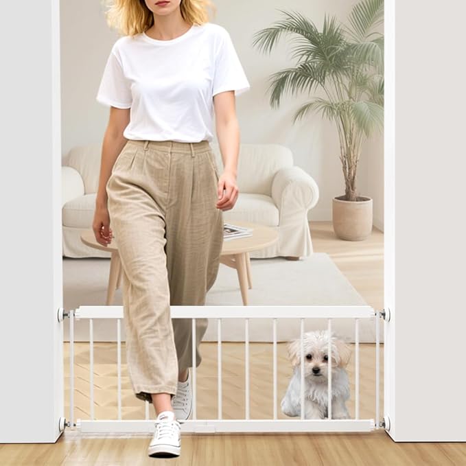 Dog Gate Indoor for Small Dogs or Breeds, 10'' High Short Dog Gate to Step Over, 18“-45” Wide Small Pet Gate with 3 Extension Kits for Doorways & Stairs