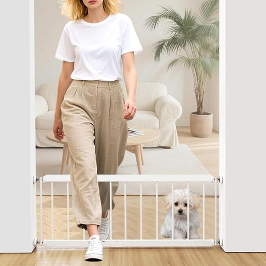 Dog Gate Indoor for Small Dogs or Breeds, 10'' High Short Dog Gate to Step Over, 18“-45” Wide Small Pet Gate with 3 Extension Kits for Doorways & Stairs