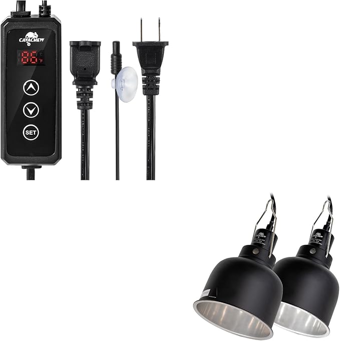 Reptile Dimming Thermostat with 2 pack Dome Lamp Fixture