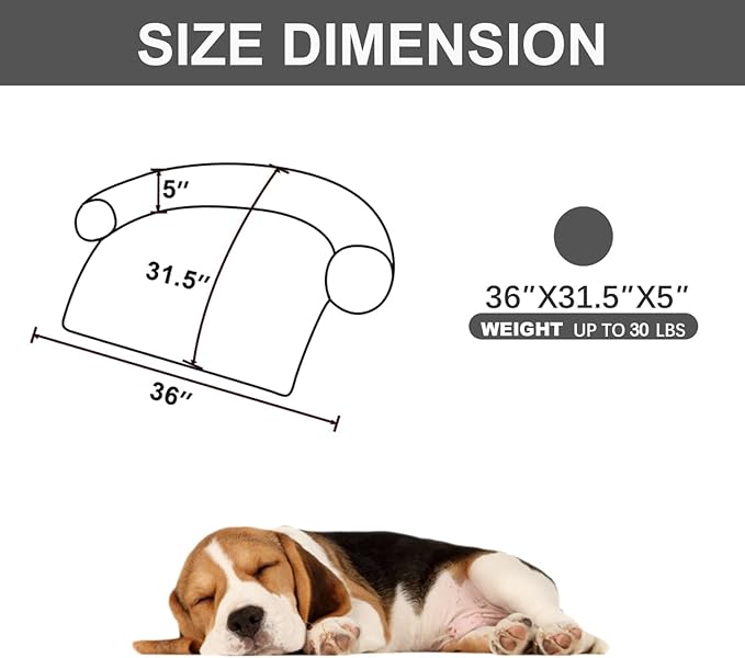 Tinaco Calming Dogs/Cats Bed Mats, Dog Pad Washable Removable Couch Cover, Plush Long Fur Mat for Pets, Waterproof Lining, Perfect for Small, Medium and Large Dogs and Cats (Dark Gray, 36"x31")