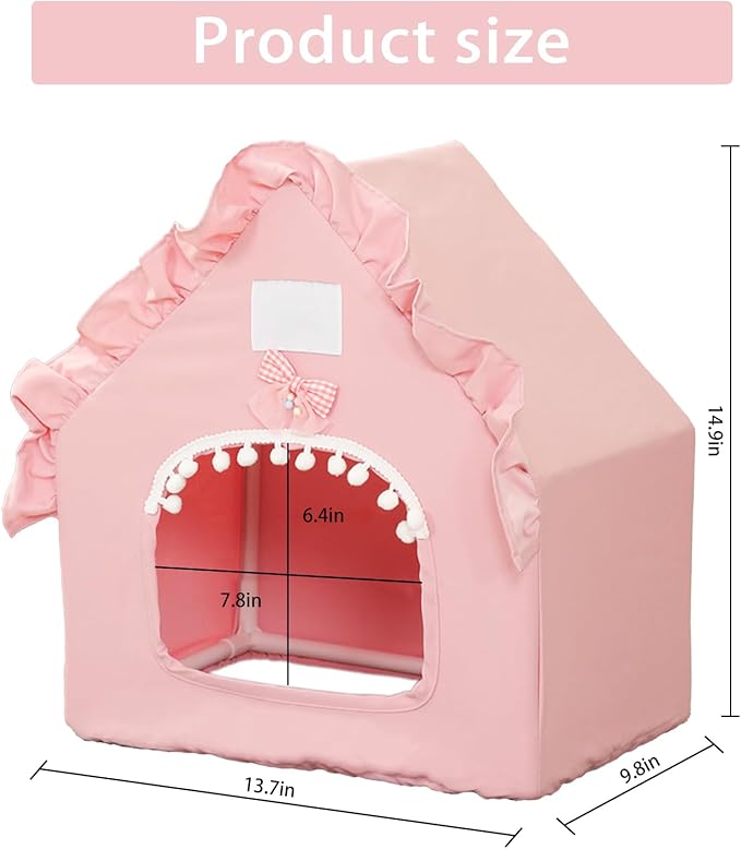 Bunny Tent Guinea Pig House, Machine Washable Guinea Pig Hide Tent Houses & Habitats, Small Animal Bed Hideout Sleeping Bed for Chinchilla Hamster Rat with Cushion（Pink）
