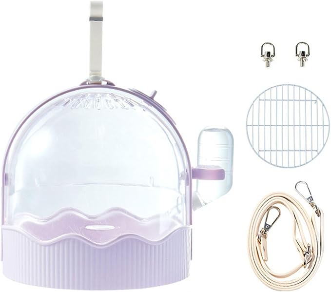 Small Pet Carrier Cage Portable Carrier Cage Outdoor Traveling Bird Cage with 60ml Water Bottle& Station Frame