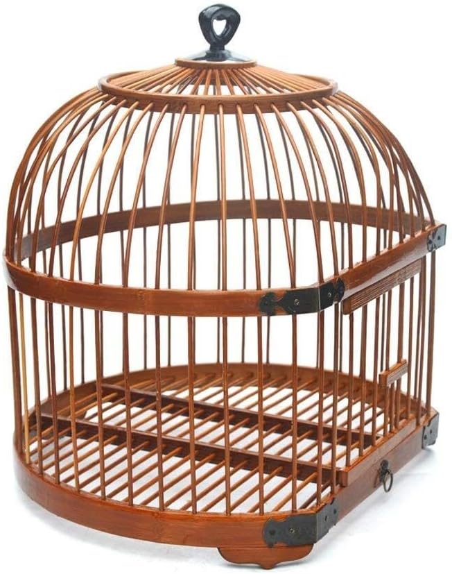 Portable Small Bird Cage, Lightweight Bamboo Travel Carrier for Parrots, Cockatiels, Lovebirds & Finches, Hanging Design for Travel & Outdoor Use
