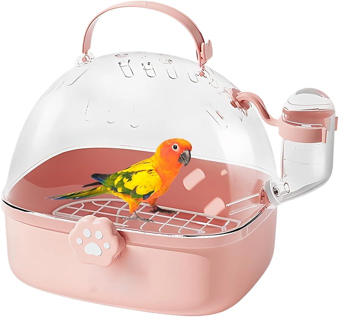 Bird Carrier Cage with Water Bottle, Portable Parrot Travel Carrier Cage for Parrots, Hamster, Guinea Pig, Lovebird, Budgies, Small Animal, 17x16x18 cm