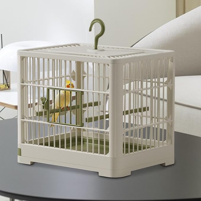 Bird Cage - Travel Bird Cage, Portable Bird Carrier | Lightweight Cage for Small Birds with Standing Pole, Detachable Tray with Hook Handle, Bird House