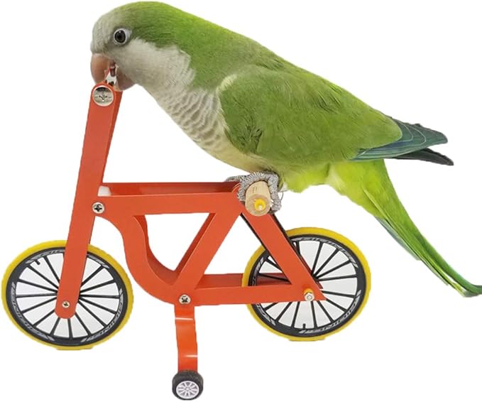 QBLEEV Bird Intelligence Training Toy - Parrot Puzzle Bicycle for Small & Medium Birds - Educational Table Top Trick Prop & Foot Talon Toy for African Grey, Cockatoo & Conures