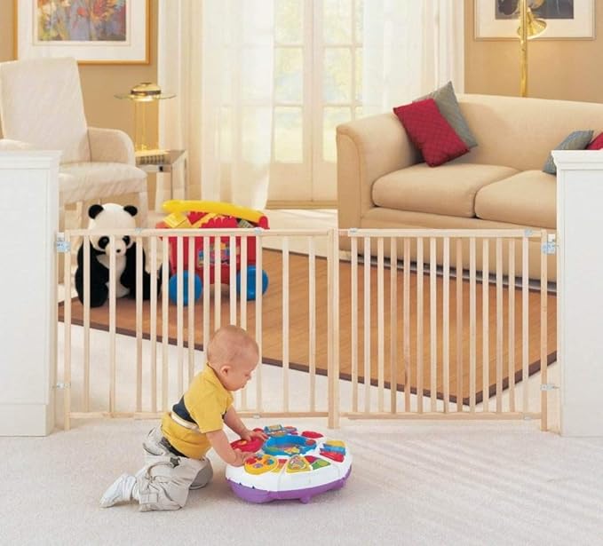 Toddleroo by North States - Extra-Wide Swing Wooden Baby Gate: Extra Wide Baby Gate for Large Openings - Adjustable 60 to 103 Inches Wide - 27 Inches Tall