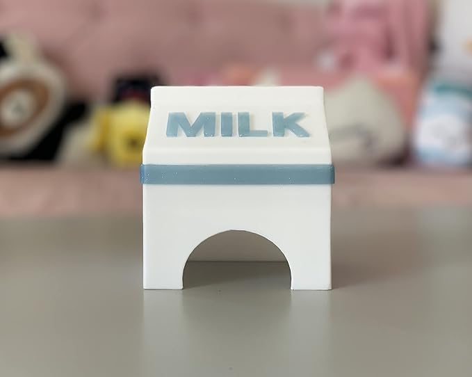 Milk Carton Small Pet Hide - Kawaii Hideaway House - Great for Geckos, Hamsters, Frogs, Mice, Fish Tanks and More!