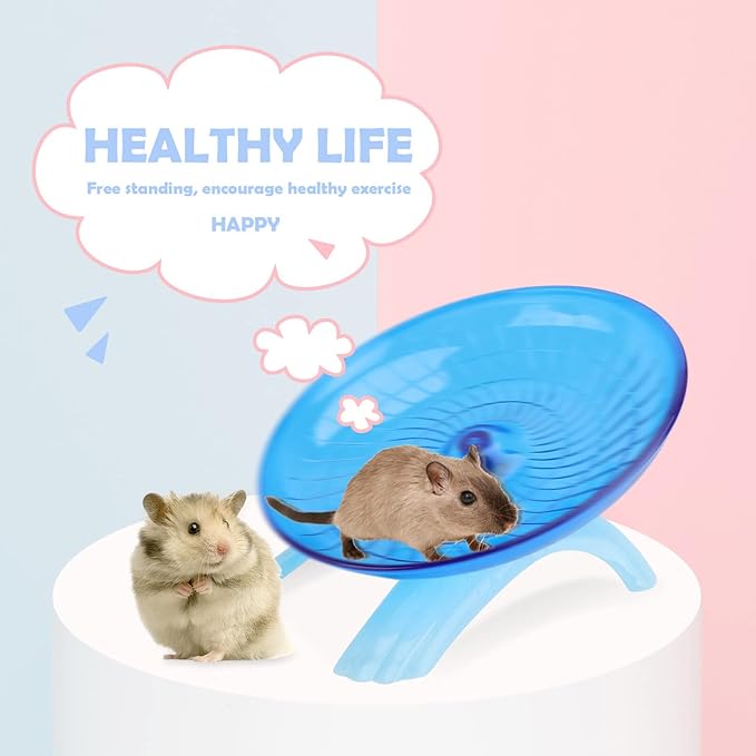 Mipcase 2pcs Non Silent Cm Exercise Jogging Pig Wheel- Flying Mice Blue Little Cage Small Disc Slip Plastic Hedgehog Critters Playing Hamsters Rat Squirrels Ball Toys Run Gerbils Gerbil