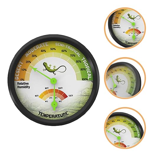 Abaodam Reptile Tank Thermometer Hygrometer Mini Mechanical Temperature Meter High-Precision Dial Gauge Battery-Free for Terrarium Pet Rearing