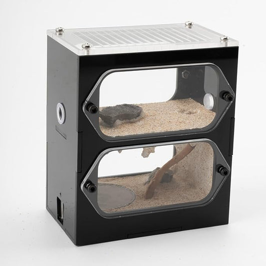 Acrylic Ant Farm Nest – Vertical Observation Formicarium with Red Cover and Simulated Tunnel Structure, Stackable Modular Ant Habitat