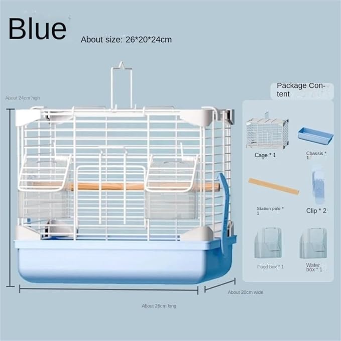Bird Cage Bird Aviary Metal Tall Tiel Cage Parrot Cage Flight Birdcag Portable Bird Carrier with Handle Travel Carrier Cage(Brown)