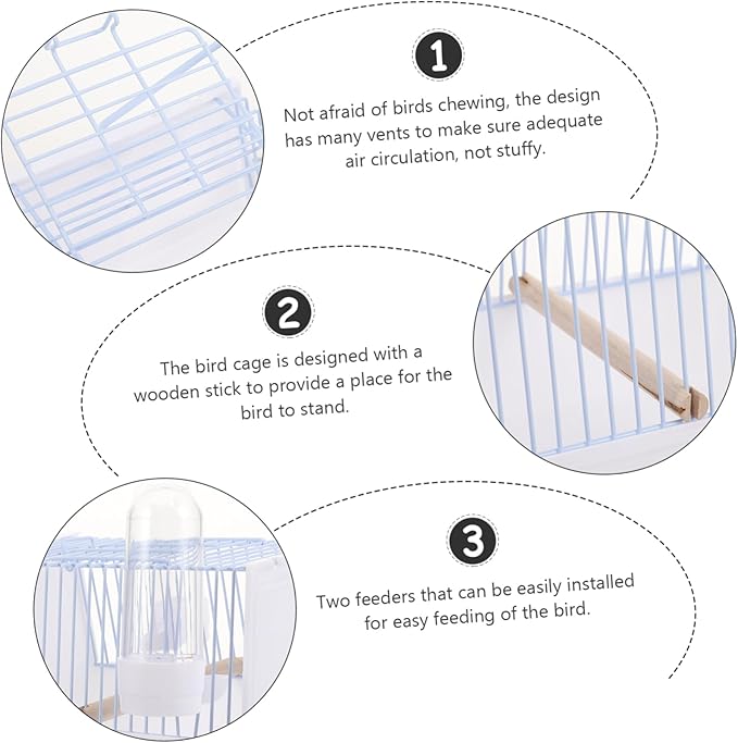 1set Portable Metal Bird Carrier Cage Lightweight Parrot Travel Cage for Birds for Outings and Travel Durable and Easy to Carry Includes Handle for Convenience