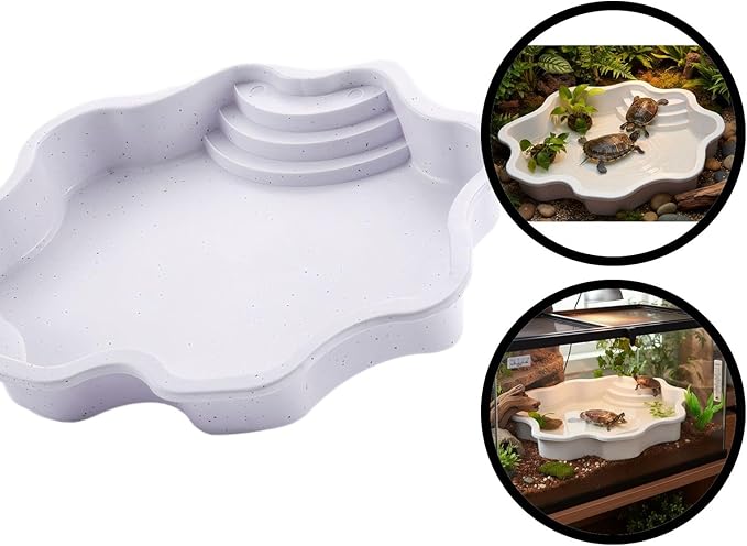 Pet Bathing Tub with Accessory Ramp - Reptile Soaking Container with Climbing Feature