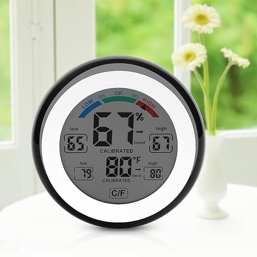 Digital Hygrometer Thermometer LCD Humidity Temperature Meter for Home Office Digital Hygrometer (Black)