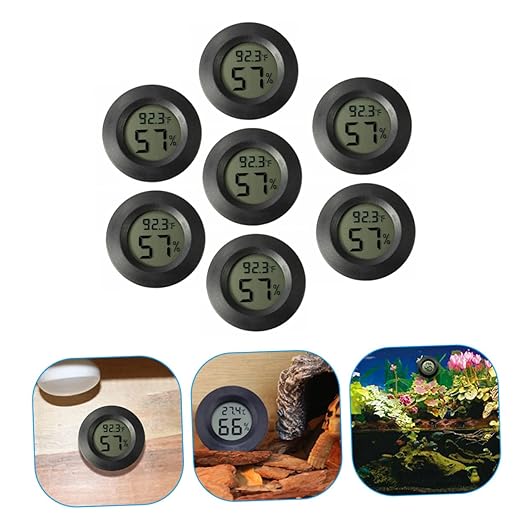 7Pcs Mini Digital Thermometer Hygrometer for Reptile Tanks Humidity with LCD Display for Bearded Dragons Leopards and Snakes Compact and Use
