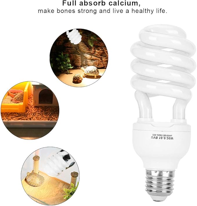 26W Energy Saving UVB Lamp, Reptile Sunlight Lamp 10.0 for Desert Type - Promotes Growth, Vitamin D3 Synthesis, Ideal for Lizards and Succulent Plants