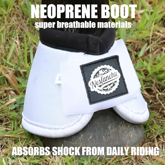 Protective Bell Boots for Horse, Shock Absorbing Hoof Protective Overreach Boot with Anti-Spin Fastening Optimal Protection,Durable & Comfortable,Quick Wrap Hook & Loop