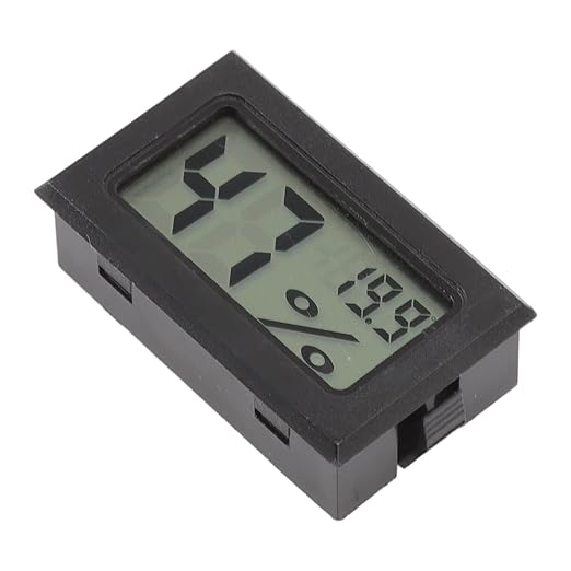 Alomejor LCD Digital Thermometer Hygrometer High Accuracy for Cigar Cabinet LCD Display for Breeders, Guitar Boxes Plastic, 1.9 X 0.6in