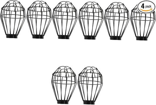 SOLUSTRE 8pcs Reptile Tank Heat Lamp Shade Black Ceramic Insulation Cover Mesh Design for Safe Light Protection Easy Installation for Lizards Snakes and Other Reptiles