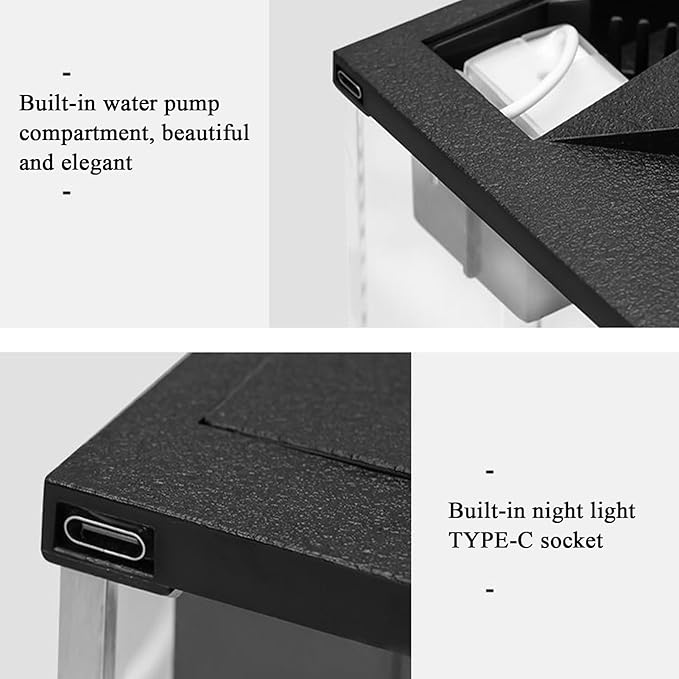 Acrylic Aquarium – Clear Cube Tank, Air Circulation Pump | Starter Kit with Lighting System, Silent Filter Housing, Desktop Pet Environment for Bedroom Studio Shelf Decor, Easy-Maintain Bow