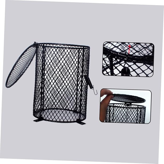 GALPADA Reptile Scald Lamp Shade for PET Care Heating Lamp Guard for Reptiles Sturdy Black Lampshade for Safe Daytime Light in Terrariums