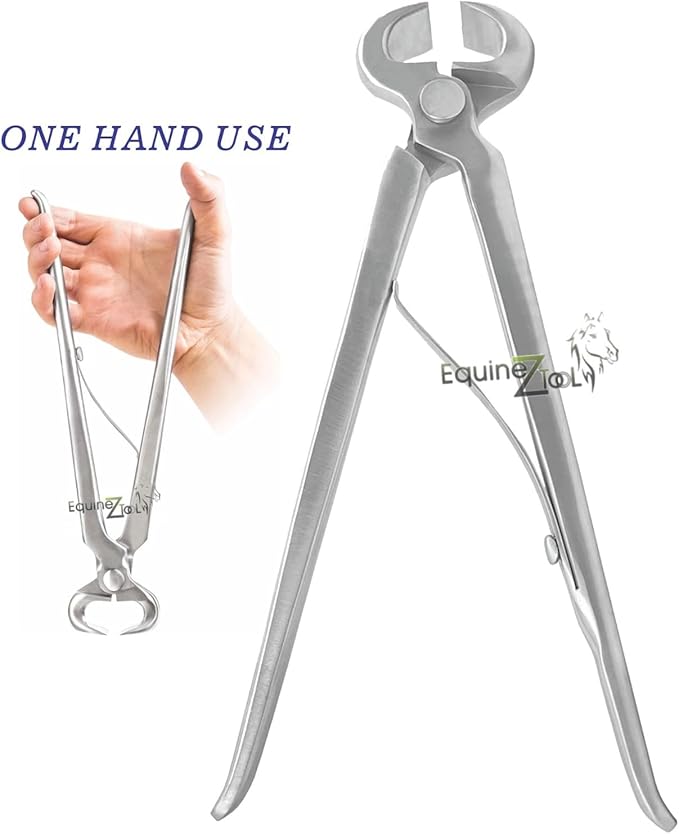 12” Hoof Nipper Spring Loaded Farrier Tool – Vanadium Steel, Dull Finish – Heavy-Duty Horse Hoof Trimming Tool for Farriers, Blacksmiths, Equine Hoof Care, Shoeing, Trimming, and Maintenance