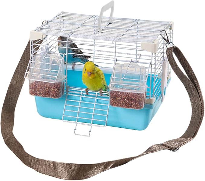 Bird Travel Cage - Portable Heavy-Duty Cages, Comfortable Handle, Small Animal Housing, Durable Pet Carrier | Safe Travel Cage for Cockatiels Budgies Peony Pearl Munias Home Outdoor