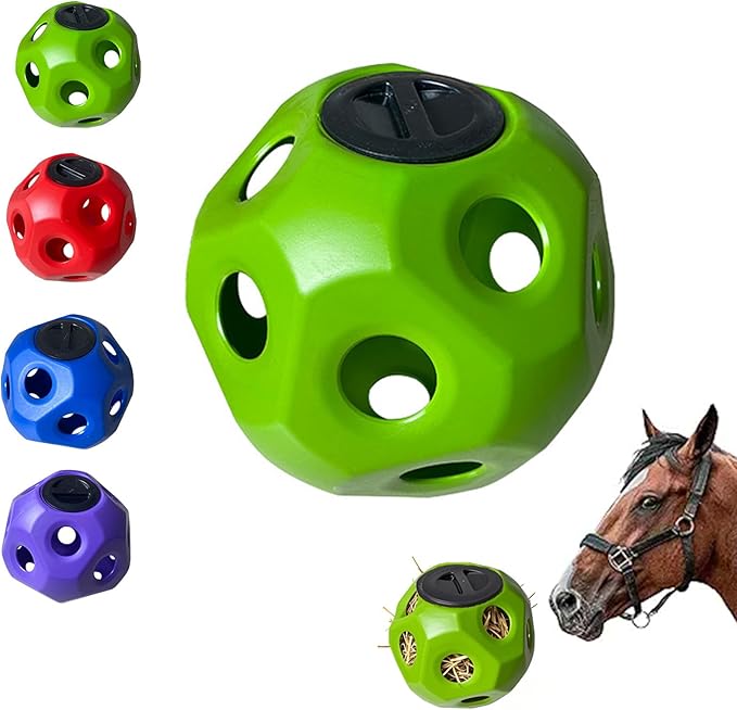 Hay Ball for Horses, 15.75" Large Capacity Hay Feeder for Horses, Slow Feeding Design Horse Treat Ball, Safe Durable Horse Stall Toys, Slow Feeder Ball for Stalls, Ranches, Pastures(Green)
