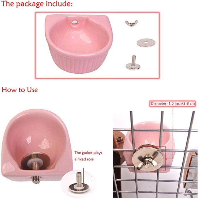 Small Animals Bowl, Hamster Feeder Cups, Detachable Cage Feeder Dish Cage Accessories for Small Animals Guinea Pig Chinchilla Hedgehog Ferret Rabbit Mink Parrot Squirrels Sugar Glider