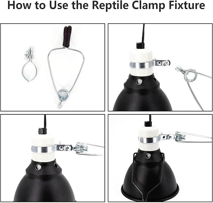 2 Sets Reptile Lampshade Holder, Adjustable Clamp Lamp Stand Iron Clamp Stand Fixture Heat Dome Light Bracket for Reptile Pets
