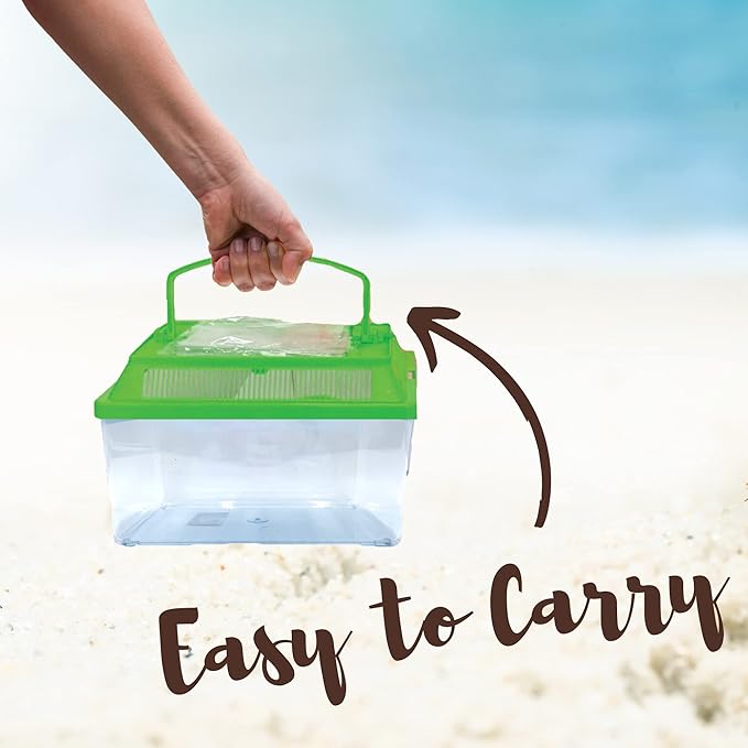 Needzo Hermit Crab Tank with Carrier Handles, Plastic Terrariums for Reptiles, Crabs, Lizards, and More, 12.5 inches