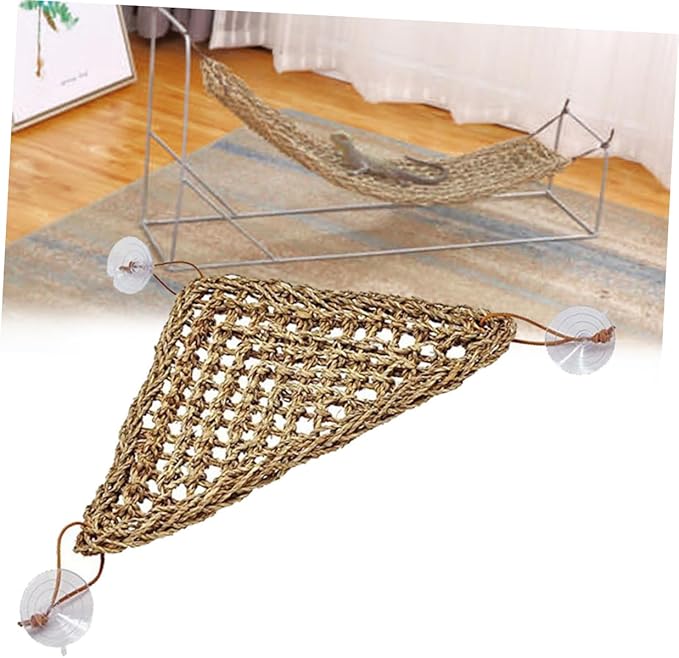 Abaodam Stable Triangle Lizard Mat with Suckers Comfortable Hanging Bed for Reptiles for Crabs and Geckos Elevated Resting Spot for Shedding and Relaxation