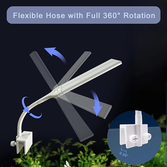 Led Aquarium Light Clip on Fish Tank Light Full Spectrum Plants Lights with Timer Auto On Off, 3 Colors Mode, 360° Adjustable 2 Light Bar, Aquarium Lamp Suitable for 20-75 Gal Fish Tank