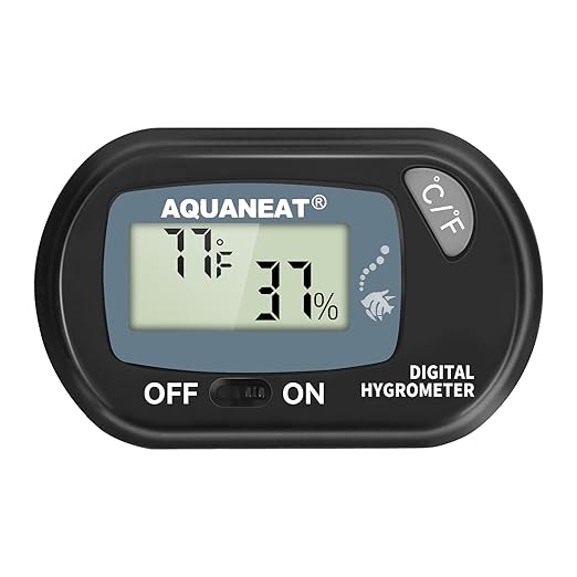 AQUANEAT Reptile Thermometer Hygrometer Digital Display Temperature and Humidity Moniter for Reptiles Rearing Box with Suction Cup